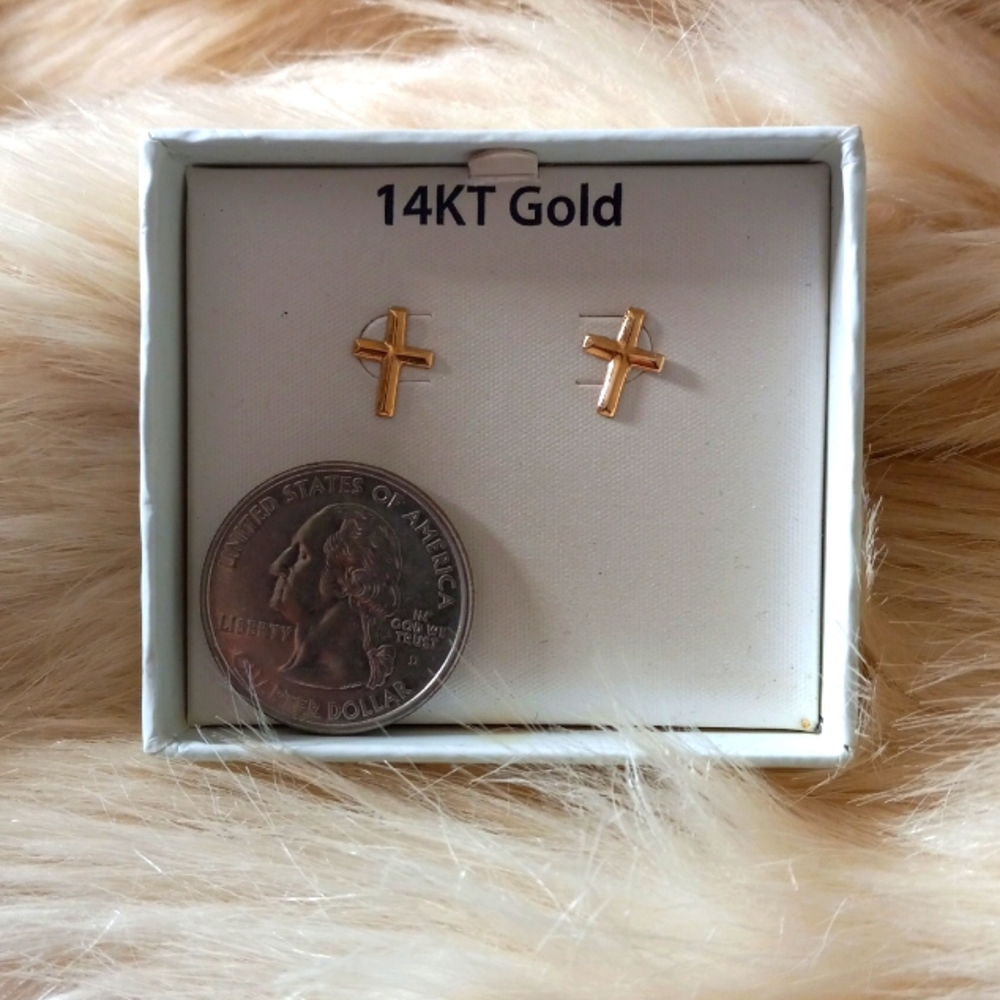 14k Cross Stud Earrings